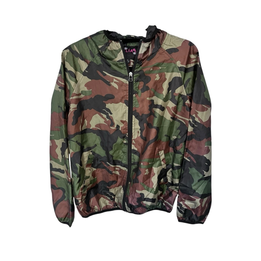 dELIA*s Vintage 90's Lightweight Green Camo Full Zip Jacket Size Medium Military